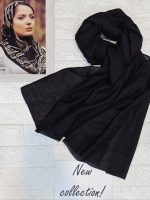 شال کرپ وارداتی طرح پروانه نگین مشکی کد 251 - تصویر 3