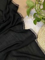 روسری مشکی وارداتی دور دانتل کد 261 - تصویر 3